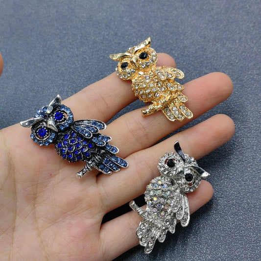 Rhinestone Owl Brooch